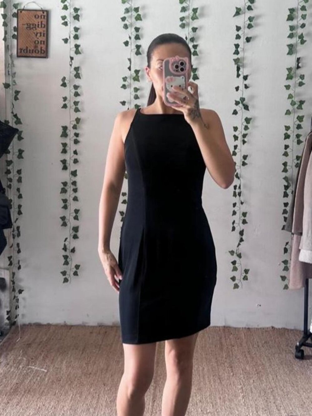 Vintage Y2K Express little black dress with high neckline size 1/2